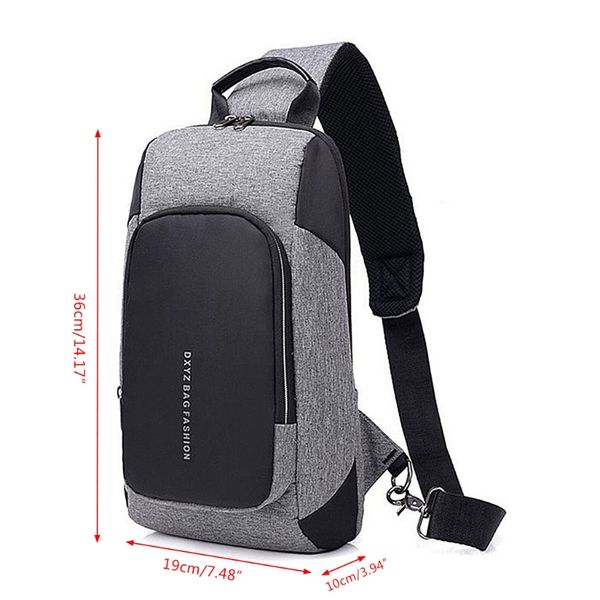 

men usb charger port chest pack anti-theft shoulder sling bag casual chest bag pack