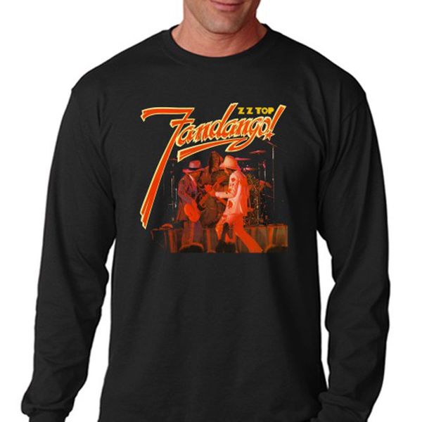 Negra Camiseta de Manga Larga de algod/ón ZZ Top para Hombre