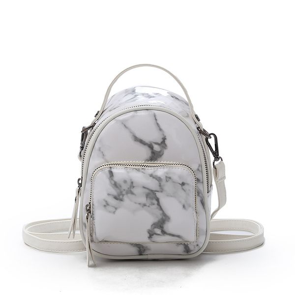 

Women Marble Stone Pattern Patent Leather Backpack Ladies Flap Messenger Bag Mini Shoulder Bags 16x10x21cm 0.3KG