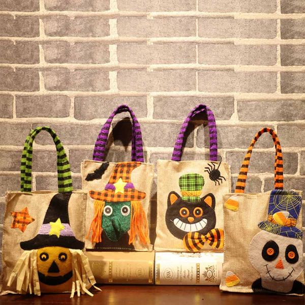 

4 types halloween pumpkin witch cat candy hand gift party decorative kids bag