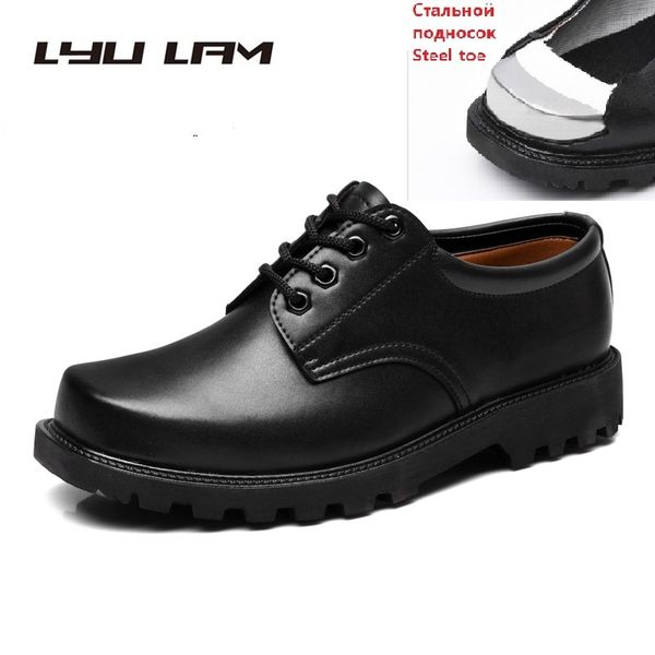 

safety boots men safety shoes for work shoes men leather oxfords anti-collision steel toe outdoor male protection footwear, Black