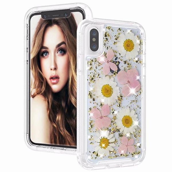 

2019 beauty style flower case for iphone 7 hybrid 3in1 robot case tpu+pc full protective defender case