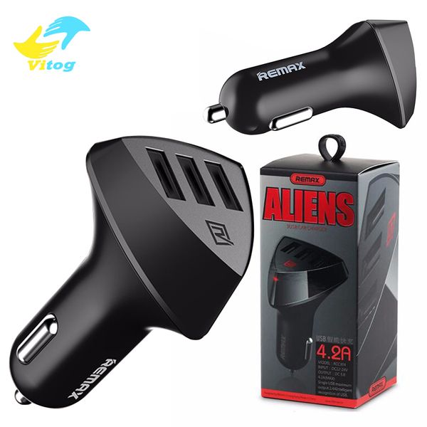 

Remax alien univer al 3 port car charger ab fireproof 5v 4 2a quick fa t car charger with retail box for iphone am ung