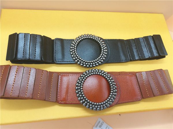 

selling europe and the united states elastic vintage beads round buckle wide belt women's belt fashion bee 5cm wide, Black;brown