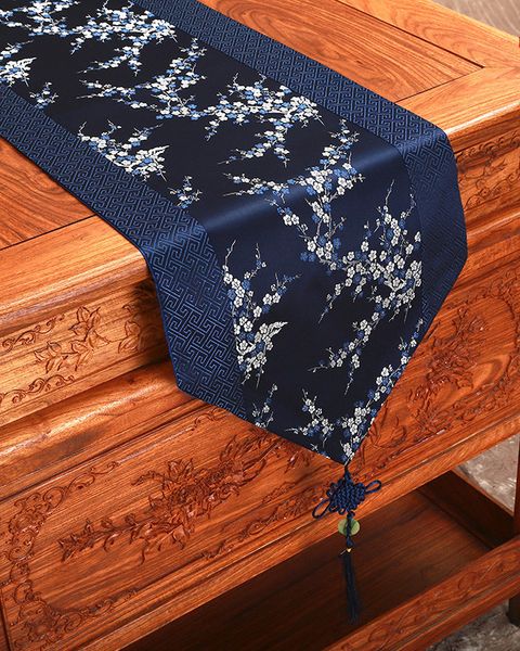 

extra long chinese knot silk satin table runner wedding party table decoration rectangle damask table cloth runners 300 x 33 cm