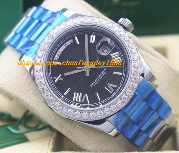 

luxury watches roman diamond bezel watch 3 colour dial chest 41mm automatic fashion men's watch wristwatch, Slivery;brown