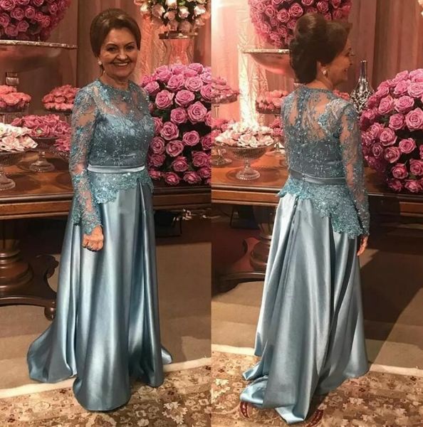 

elegant mother of bride dress 2020 sheer long sleeves illusion bodice a line satin mother's dresses satin evening party wear for weddin, Black;red