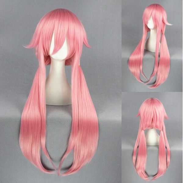 Lady Carnaval Cartoon personagem perucas de cosplay futuro diário Mirai Nikki Yuno Gasai