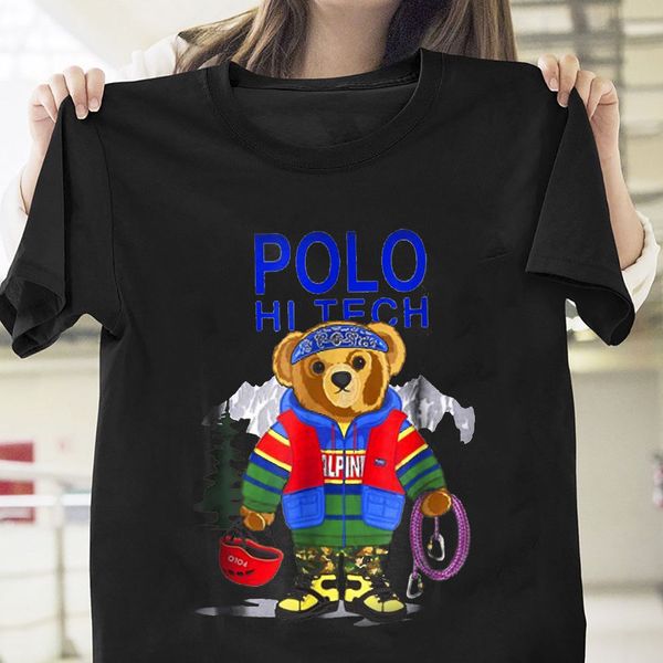 

Polo Привет Tech медведь футболка Polo Bear Mountain рубашка черный хлопок Мужчины S-6XL