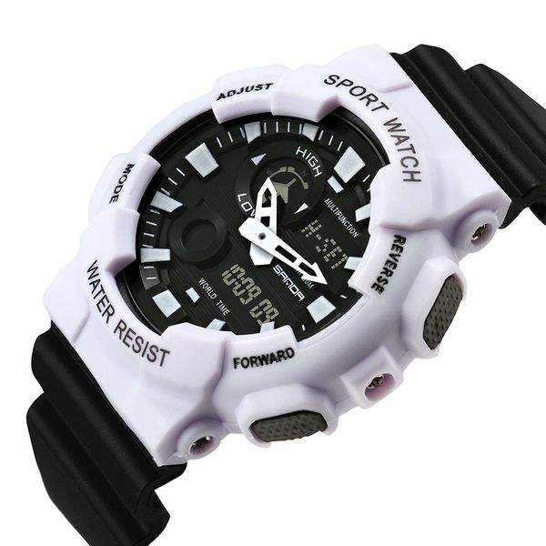 

losida 2018 waterproof mens sports watches relogio masculino men silicone sport watch reloj s shockproof electronic clock, Slivery;brown