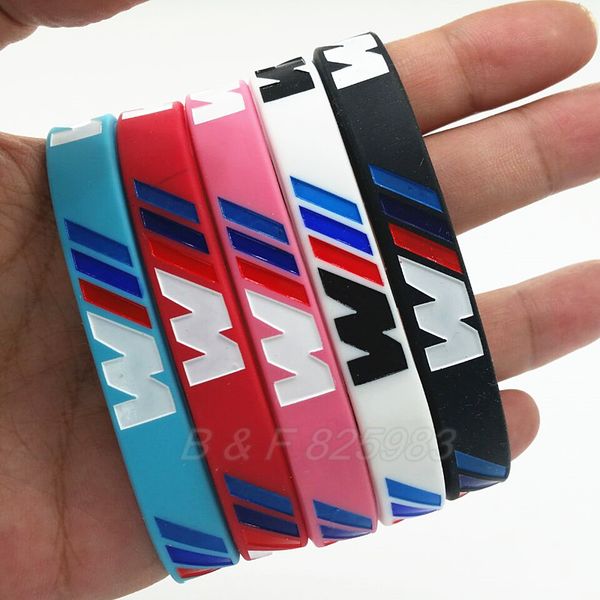 

50pcs wholesale m power racelets for club new series bimmer fans hologram silicone wristband men women bangle gift, Golden;silver