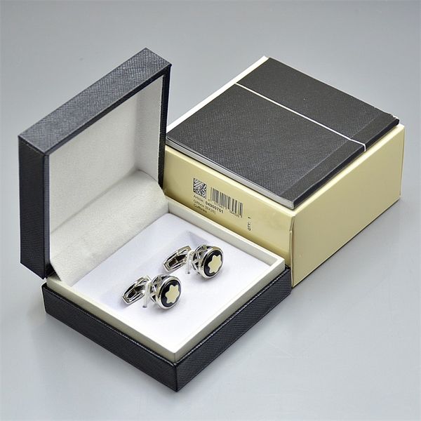 

wholesale price mb men shirt cufflink jewelry fashion copper metal cuff links with box and the warranty manual, Silver