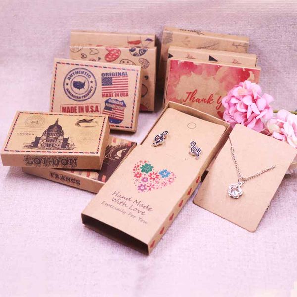 

jewelry card 12pcs +12pcsbox 7.5*5.4*1.2cm gift pendent match earring case, custom logo : 1000 pcs cost extra soap jewelry box, Black;white