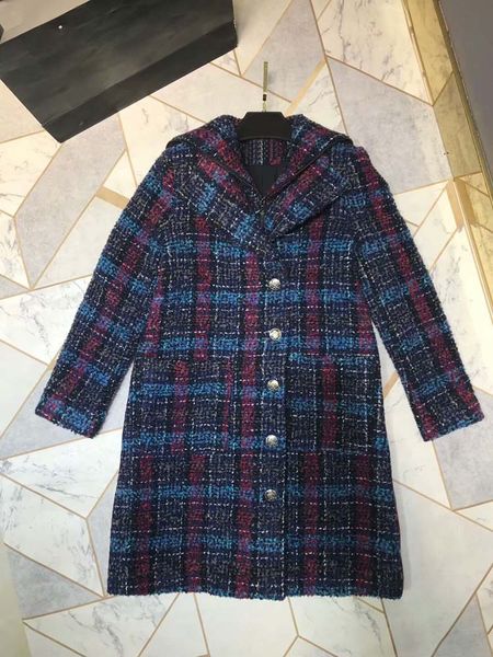 

2018 autumn jacket women plaid wool coat outerwear tclai, Black