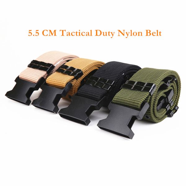 

wholesale 3 colors s outside tactical belt army combat thickening belts 5.5 cm adjust emergency rigger survival waist belt, Black;green