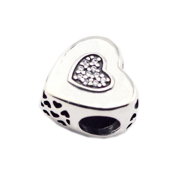 

signature heart shape beads openwork beads for woman diy jewelry making silver charms fit original 925 silver charms bracelets & bangle, Black