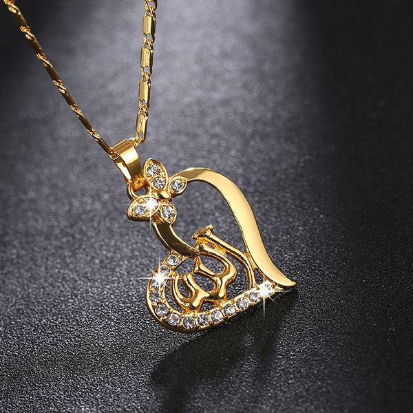 

5pcs wholesale love heart middle eastem religious muslim pendant necklace for women muslim islamic jewelry accessories gift, Silver
