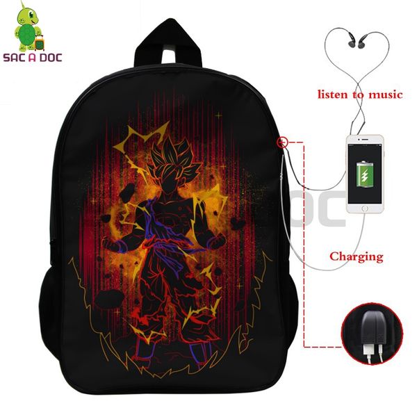 

multifunction backpack goku vegeta shadow school bags for teenage girls boys usb charge travel rucksack