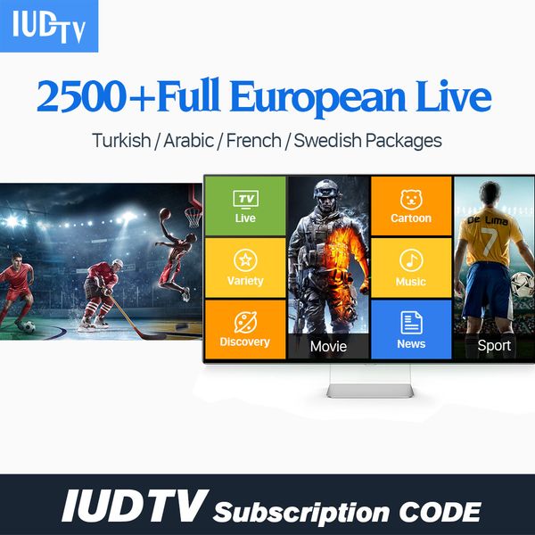 

12 месяцев подписка IUDTV IPTV шведский испанский французский Португалия голландский