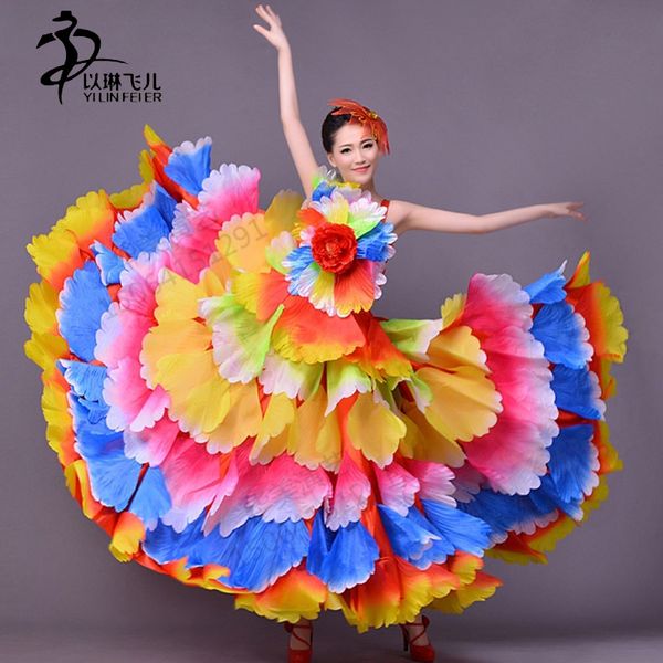 

flamenco dance skirt 360 degree dance costume flamenco, Black;red