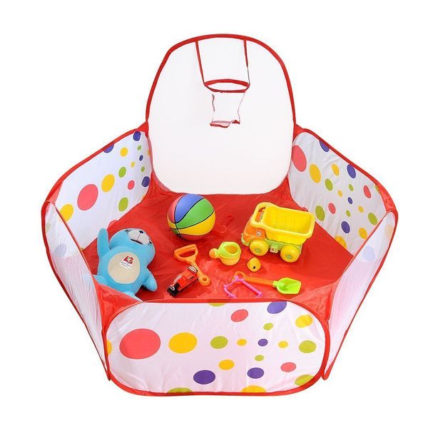 

1.5m kids ball pit tent playpen with basketball hoop and zippered storage bag for toddlers pets indoor outdoor playing