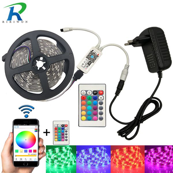 

wifi 5m 10m 15m rgb led strip smd 5050 led strip light waterproof tape dc 12v flexible fita neon ribbon tape with wifi control