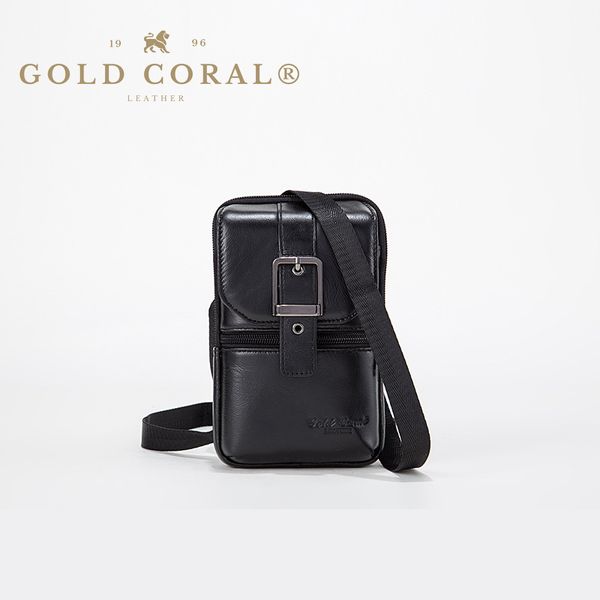 

gold coral genuine leather men casual bags male crossbody bags belt waist pack messenger bag men shoulder bag phone pouch l-335