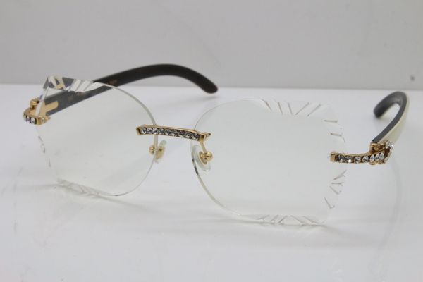 

8200762a glasses wood optical rimless big stones white inside black buffalo horn women eyewear driving glasses, Silver