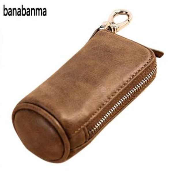 banabanma Unisex-Retro-Stil aus echtem Leder, vielseitig einsetzbar, tragbare Schlüsseletui, Tasche, Münzen, Geldbörse mit Reißverschluss-Design, neu, heiß, ZK30