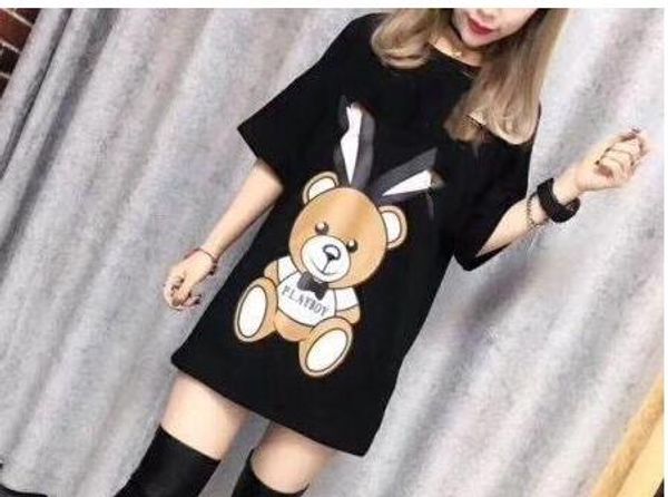 

popular logo famous Summer luxury Rabit Bear new women loose round collar cotton casual T-shirt