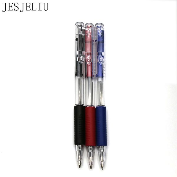 

1pc plastic ball-point pen red, blue and black colors ballpoint custom transparent ballpoint pen stationery, Blue;orange