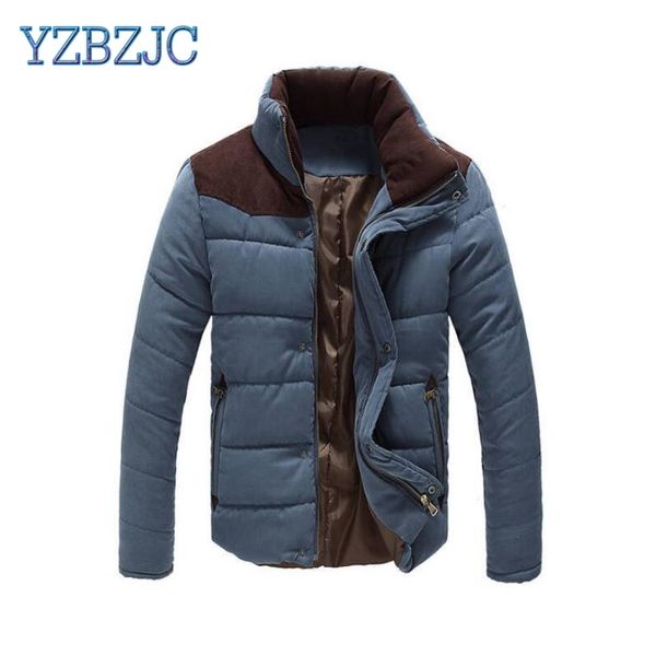 

clothing winter jacket men warm causal parkas cotton banded collar winter jacket male padded overcoat outerwear 4xl, Black