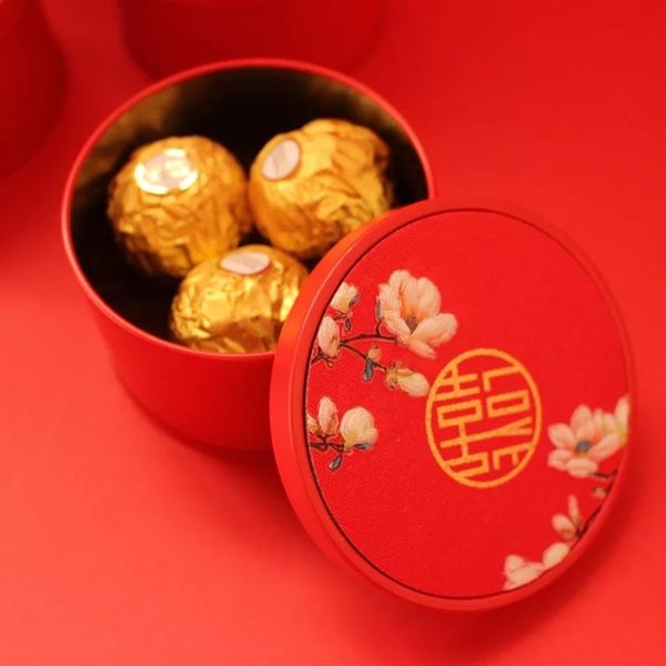 Wedding Candy Gift Box Tin Round Caddy Metal Favour organizador