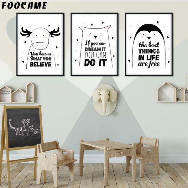 

foocame cartoon cattle bear penguin posters and prints art canvas painting home decoration wall pictures kids rooms nursery