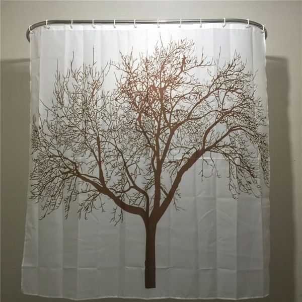 

creative home decoration polyester cloth brown tree shower curtain waterproof