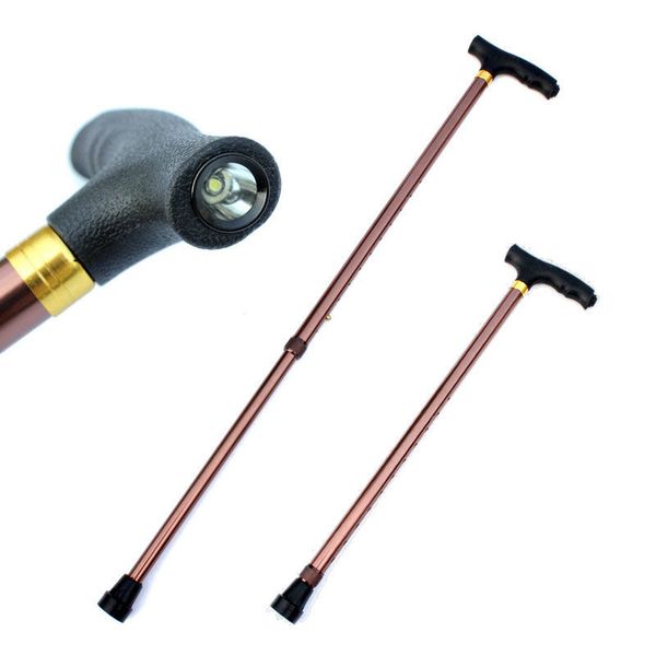 

new 2018 outdoor aluminum alloy thickened retractable lighted cane adjustable height old man's eldery walking stick wandelstok