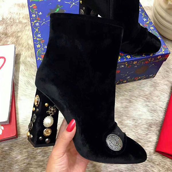 

2018 fall winter high chunky heel velvet diamond rhine tone boot t tage party boot female