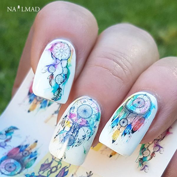 

12sheets/pack dreamcatcher nail water decals feather nail art water decals transfers sticker slide, Black
