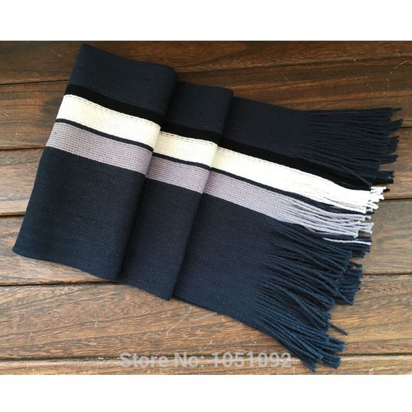 

1pc/lot 180x35cm men's striped knit spell color of the male business scarf wool scarves, Blue;gray