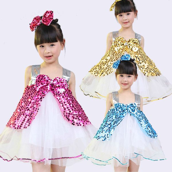 

girls flower dress for children dance perform clothing kids sequin tutu ballet costumes for dance leotard girl dancewear, Black;red