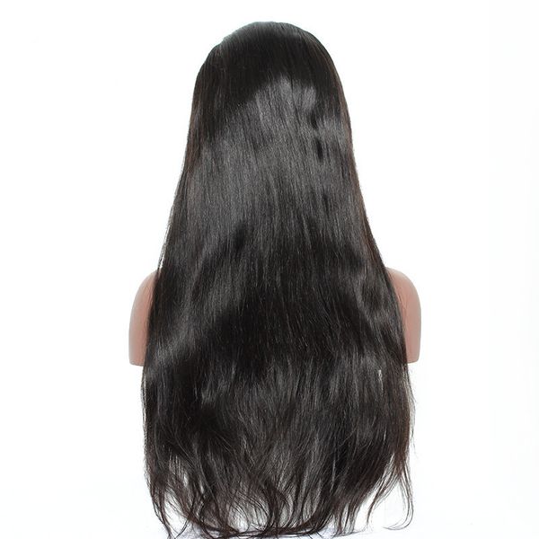 

human hair front lace 150% density straight wig weave black white woman remy vrigin natural color brazilian wigs, Black;brown