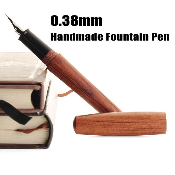 

portable handmade redwood fountain pen set extra fine nib fountain pen 0.38mm writing gift for bussiness school office as gift