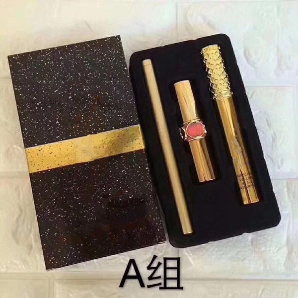 

2018 new brand makeup full size set 1set= 3pcs mascara +lipstick +eyeliner 3in1 set 2 styles aset bset cosmetics