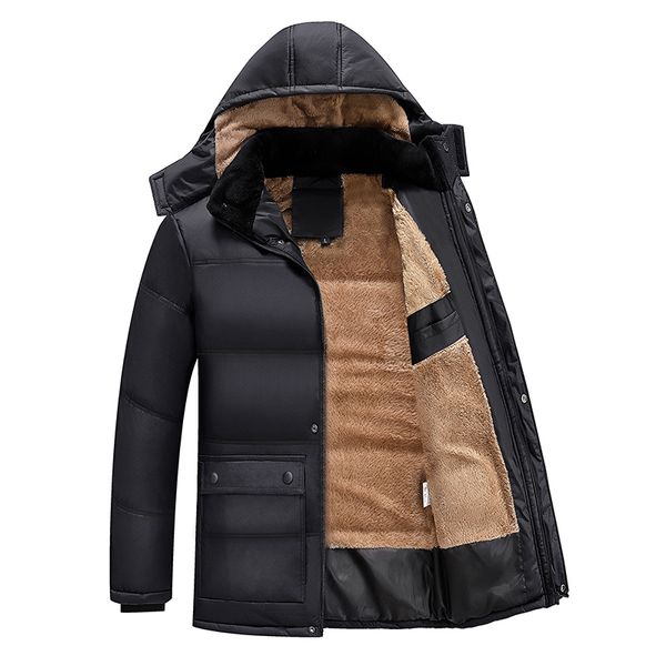 

bb-c1232 2018 new autumn winter middle-aged men fashion big size thicken keep warm cotton-padded jacket coat wholesale, Black