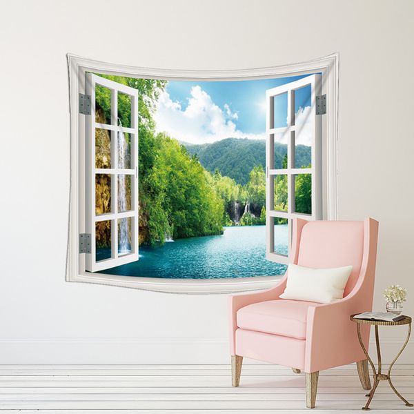 

150*130cm hanging wall tapestries pgraphic tapestry background cloth seaside landscape home decorative bedroom rug picnic mat beach mat