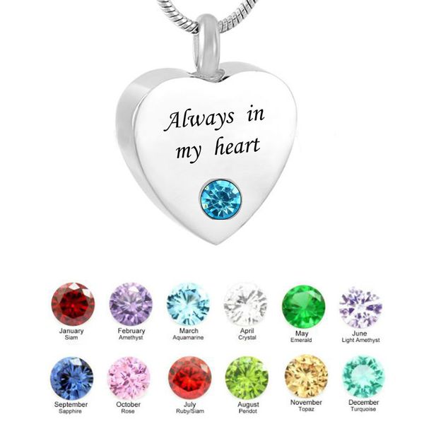 

personalized heart/cross necklace birthstone name pendant cremation urn necklace custom jewelry, Silver