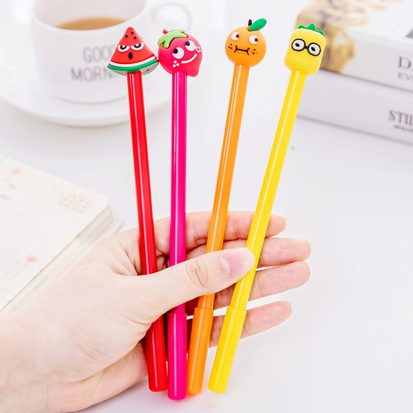 

kawaii cartoon fruit neutral pen student school pen 0.5mm black gel office signature stationery supplies