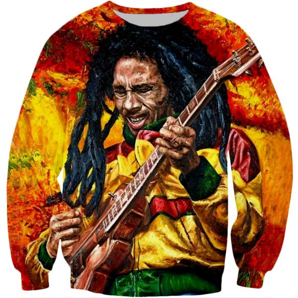 

new arrival reggae originator bob marley fashion men/women funny 3d printed sweatshirt style fashion casual sweatshirt b353, Black