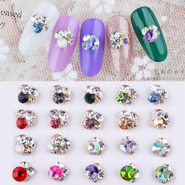 

5pcs mixed colors ab crystal nail art rhinestones chameleon glass stone gems fashion design diy nails decorations manicure tools, Silver;gold