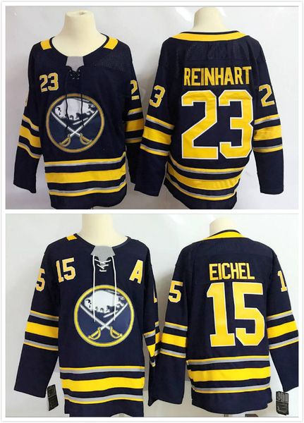 

men's ice hockey jerseys buffalo sabres 9 jack eichel jersey 15 hockey 26 rasmus dahlin rasmus ristolainen 23 sam reinhart blue, Black;red